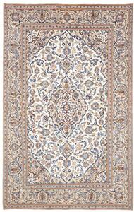 Tappeto Kashan Medaglione Floreale Avorio Blu Cobalto 194x318 Cm