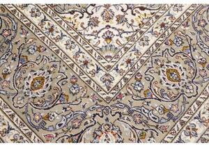 Tappeto Kashan Medaglione Floreale Avorio Grigio Tortora 300x397 Cm
