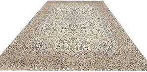 Tappeto Kashan Medaglione Floreale Avorio Blu 273x386 Cm