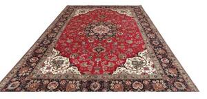 Tappeto Tabriz Medaglione Floreale Rosso Blu Scuro 254x365 Cm