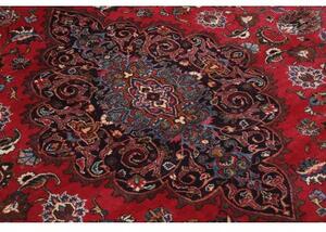 Tappeto Mashad Medaglione Floreale Rosso Blu Scuro 347x487 Cm