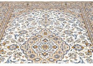 Tappeto Kashan Medaglione Floreale Avorio Blu 200x304 Cm