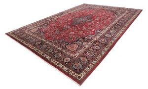 Tappeto Mashad Medaglione Floreale Rosso Blu Scuro 347x487 Cm