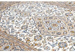 Tappeto Kashan Medaglione Floreale Avorio Blu 200x304 Cm