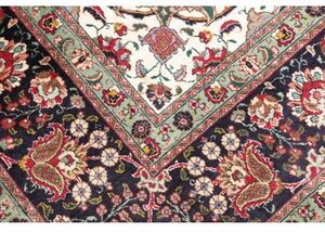 Tappeto Tabriz Medaglione Floreale Rosso Blu Scuro 254x365 Cm