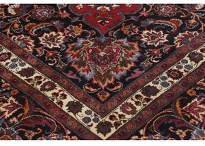 Tappeto Mashad Medaglione Floreale Rosso Blu Scuro 347x487 Cm