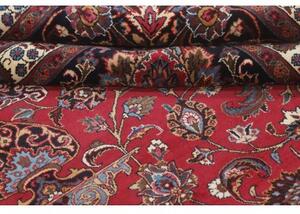Tappeto Mashad Medaglione Floreale Rosso Blu Scuro 347x487 Cm