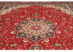 Tappeto Tabriz Medaglione Floreale Rosso Blu Scuro 305x395 Cm
