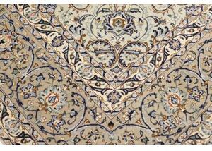 Tappeto Kashan Medaglione Floreale Avorio Blu 273x386 Cm