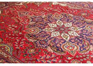 Tappeto Tabriz Medaglione Floreale Rosso Blu Scuro 247x348 Cm