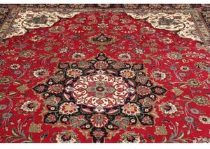 Tappeto Tabriz Medaglione Floreale Rosso Blu Scuro 254x365 Cm