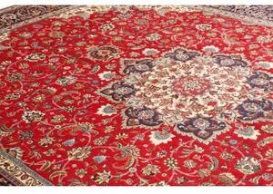 Tappeto Tabriz Medaglione Floreale Rosso Blu Scuro 305x395 Cm