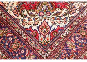 Tappeto Tabriz Medaglione Floreale Rosso Blu Scuro 247x348 Cm