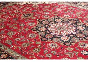 Tappeto Tabriz Medaglione Floreale Rosso Blu Scuro 254x365 Cm