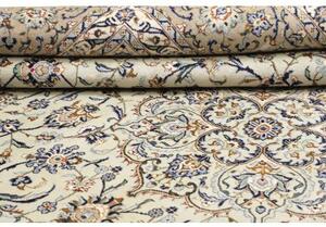 Tappeto Kashan Medaglione Floreale Avorio Blu 273x386 Cm