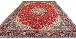 Tappeto Tabriz Medaglione Floreale Rosso Blu Scuro 305x395 Cm