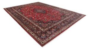 Tappeto Mashad Medaglione Floreale Rosso Blu Scuro 347x487 Cm