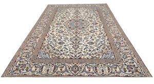 Tappeto Kashan Medaglione Floreale Avorio Blu 193x298 Cm