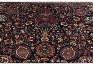 Tappeto Mashad Medaglione Floreale Blu Scuro Rosso Mattone 346x503 Cm