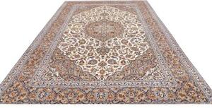 Tappeto Kashan Medaglione Floreale Avorio Blu 253x365 Cm