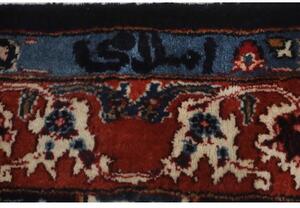 Tappeto Mashad Medaglione Floreale Blu Scuro Rosso Mattone 346x503 Cm