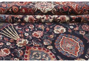 Tappeto Mashad Medaglione Floreale Blu Scuro Rosso Mattone 346x503 Cm