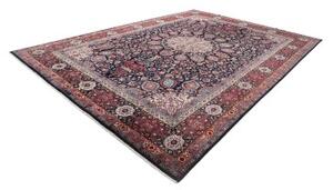 Tappeto Mashad Medaglione Floreale Blu Scuro Rosso Mattone 346x503 Cm