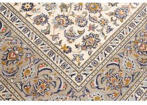 Tappeto Kashan Floreale Avorio Blu Notte 238x343 Cm