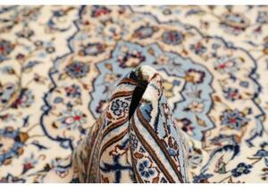 Tappeto Kashan Medaglione Floreale Avorio Blu 193x298 Cm