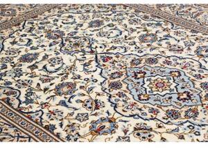 Tappeto Kashan Medaglione Floreale Avorio Blu 193x298 Cm