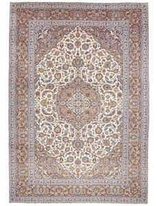 Tappeto Kashan Medaglione Floreale Avorio Blu 253x365 Cm