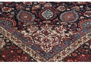 Tappeto Mashad Medaglione Floreale Blu Scuro Rosso Mattone 346x503 Cm