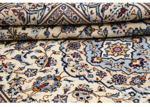 Tappeto Kashan Medaglione Floreale Avorio Blu 193x298 Cm