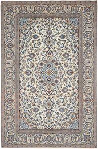 Tappeto Kashan Medaglione Floreale Avorio Blu 193x298 Cm