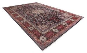 Tappeto Mashad Medaglione Floreale Blu Scuro Rosso Mattone 346x503 Cm
