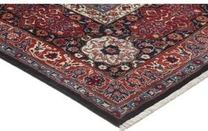 Tappeto Mashad Medaglione Floreale Blu Scuro Rosso Mattone 346x503 Cm
