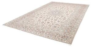 Tappeto Kashan Medaglione Floreale Avorio Blu Notte 243x356 Cm