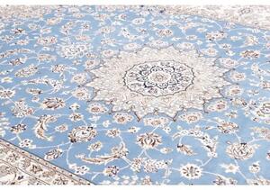Tappeto Nain 9la Medaglione Floreale Celeste Avorio 245x350 Cm