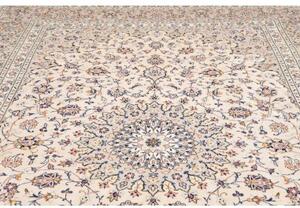 Tappeto Kashan Medaglione Floreale Avorio Blu Notte 243x356 Cm