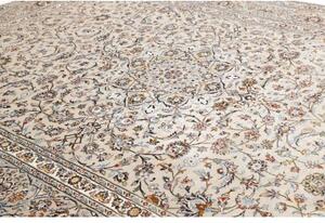 Tappeto Kashan Medaglione Floreale Avorio Blu 295x382 Cm