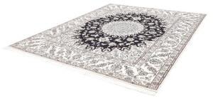 Tappeto Nain Kashmar Medaglione Floreale Blu Scuro Avorio 247x297 Cm