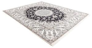 Tappeto Nain Kashmar Medaglione Floreale Blu Scuro Avorio 247x297 Cm