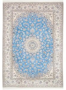 Tappeto Nain 9la Medaglione Floreale Celeste Avorio 245x350 Cm
