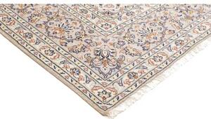 Tappeto Kashan Medaglione Floreale Avorio Blu Notte 243x356 Cm