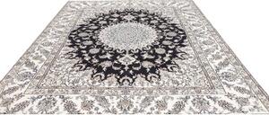 Tappeto Nain Kashmar Medaglione Floreale Blu Scuro Avorio 247x297 Cm