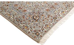 Tappeto Kashan Medaglione Floreale Avorio Blu 295x382 Cm