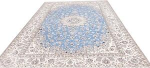 Tappeto Nain 9la Medaglione Floreale Celeste Avorio 245x350 Cm
