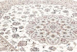 Tappeto Nain 9la Medaglione Floreale Avorio Grigio Perla 250x344 Cm