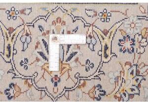 Tappeto Kashan Medaglione Floreale Avorio Blu Notte 243x356 Cm