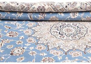 Tappeto Nain 9la Medaglione Floreale Celeste Avorio 245x350 Cm